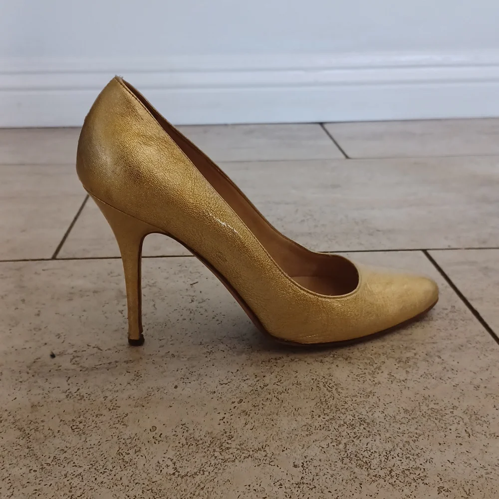 Michael Kors gold Stiletto Pump 8 heels shoe wedding  glam Party Y2k